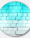 Blue Mosaic Cubes - Contemporary Round Metal Wall Art