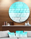 Blue Mosaic Cubes - Contemporary Round Metal Wall Art