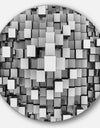 Black and Grey Cubes - Contemporary Round Metal Wall Art