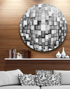 Black and Grey Cubes - Contemporary Round Metal Wall Art