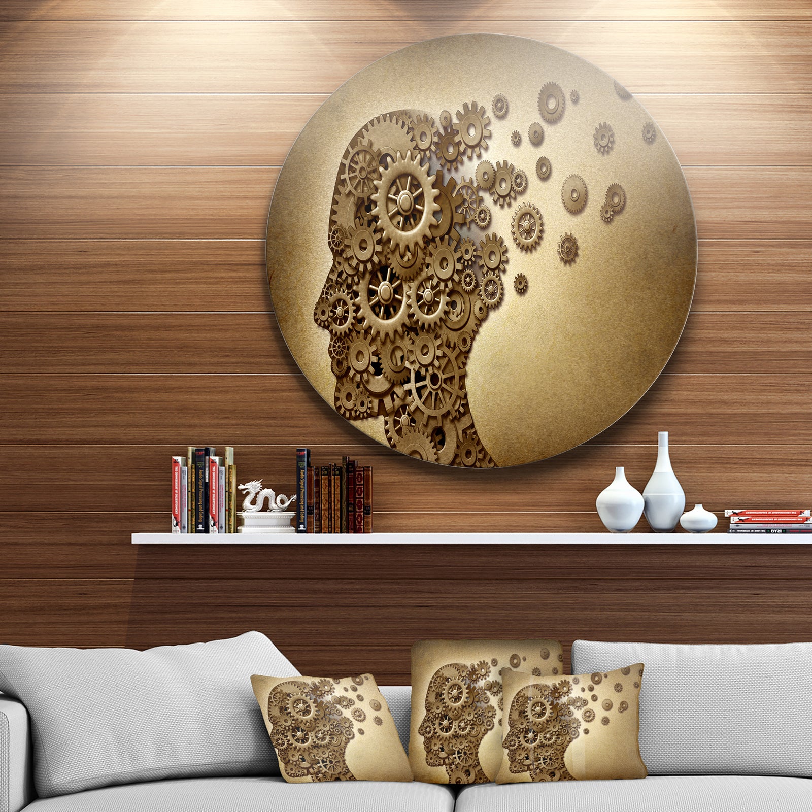 Mechanical Brain - Contemporary Art Disc Metal Artwork