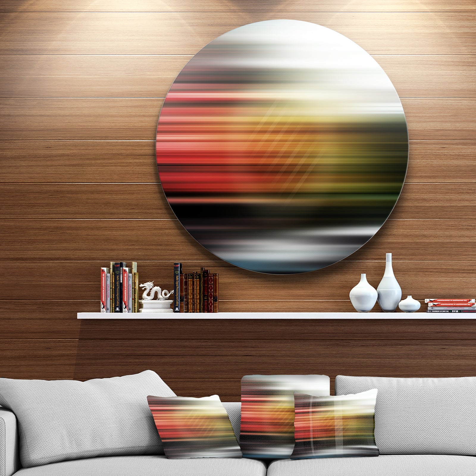 Horizontal Lights - Contemporary Art Circle Wall Art