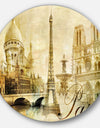 Old Beautiful Paris - Cityscape Digital Round Metal Wall Art