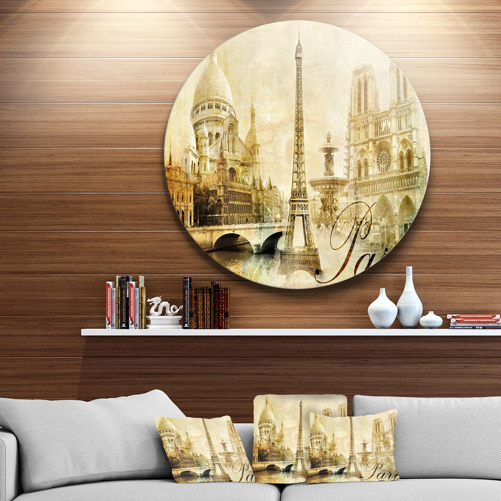 Old Beautiful Paris - Cityscape Digital Round Metal Wall Art