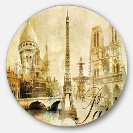 Old Beautiful Paris - Cityscape Digital Round Metal Wall Art