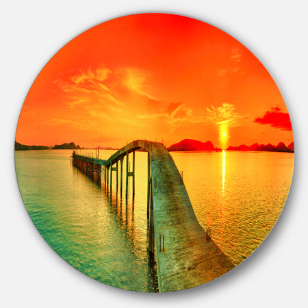 Fabulous Sunset Panorama - Photo Seascape Round Metal Wall Art