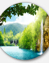 Waterfall in Deep Forest - Landscape Photography Circle Wall Art