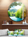 Waterfall in Deep Forest - Landscape Photography Circle Wall Art