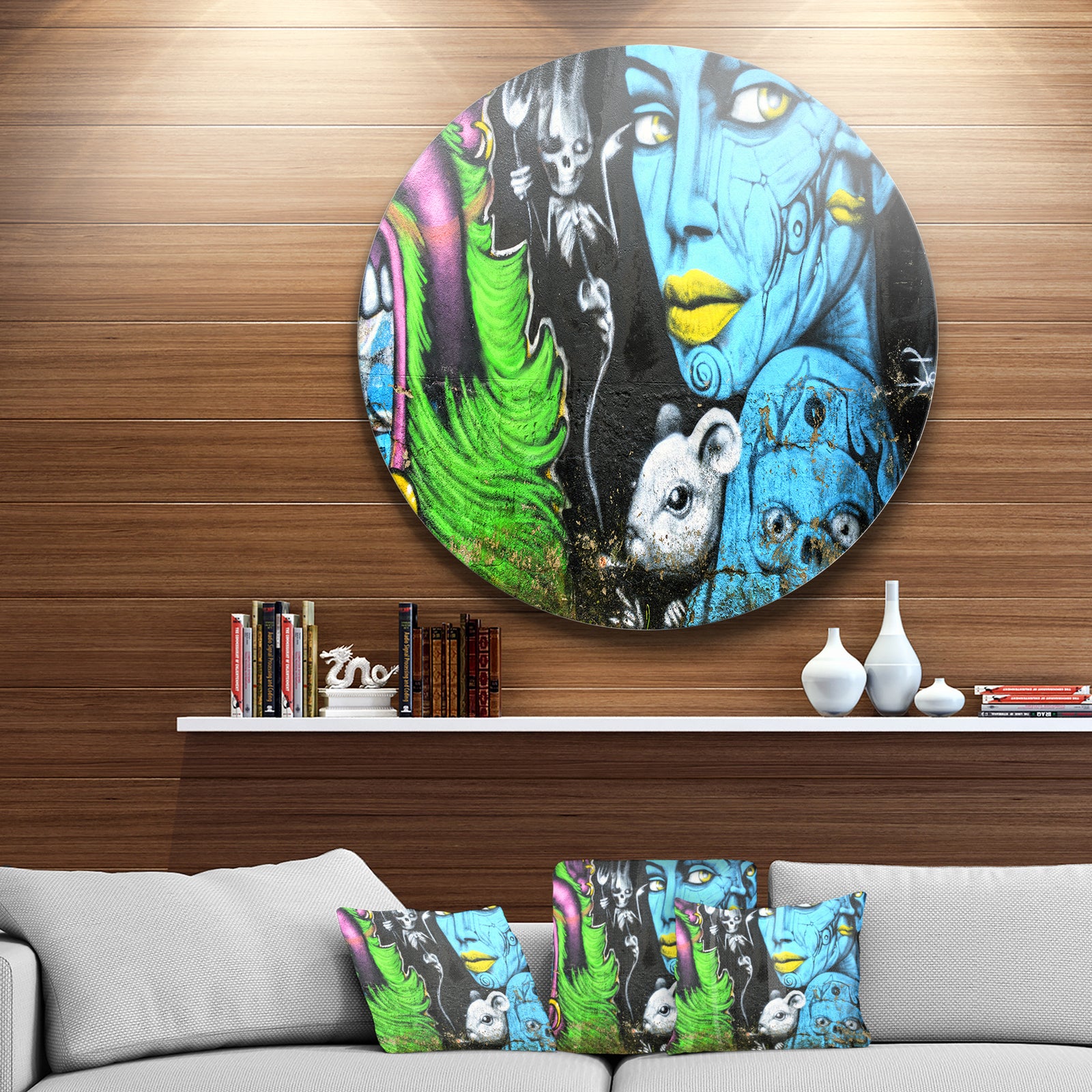 Mural Wall Art - Street Round Metal Wall Art