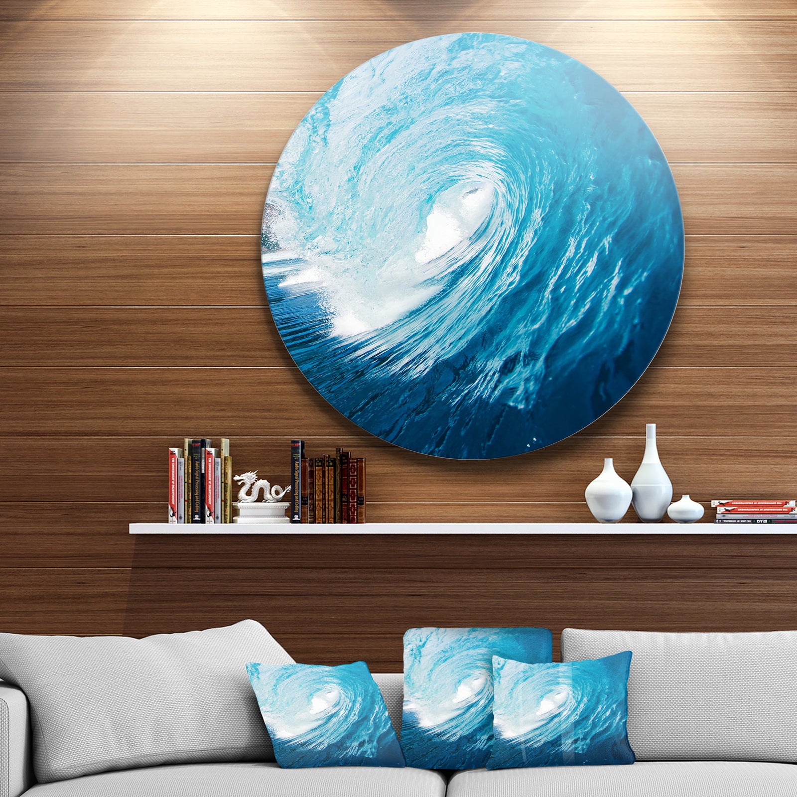 Ocean Waves in Hawaii - Photo Round Wall Art