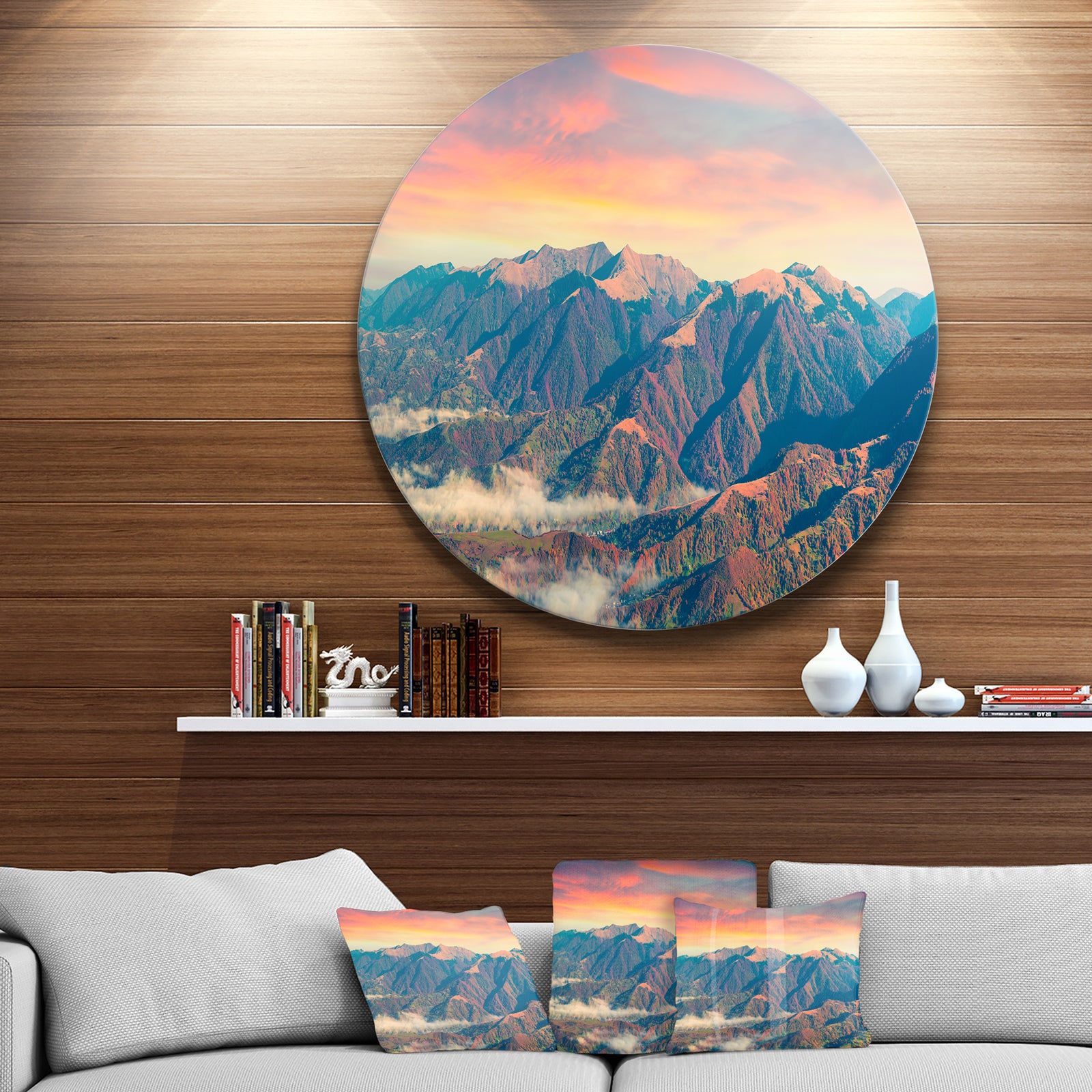 Kolochava Village in Morning Landscape - Photo Circle Wall Art