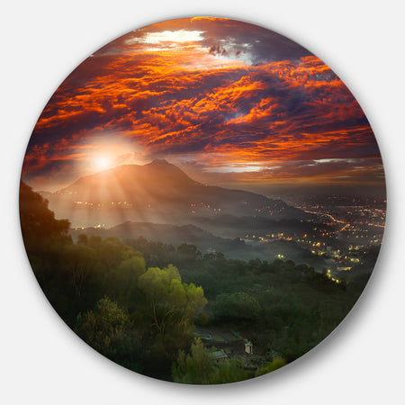Guanyin Mountain Sunrise Taipei - Photo Round Metal Wall Art