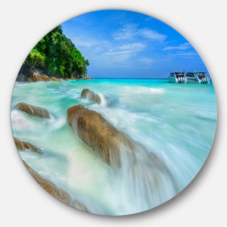 Tachai Island in Thailand Landscape - Photo Round Metal Wall Art