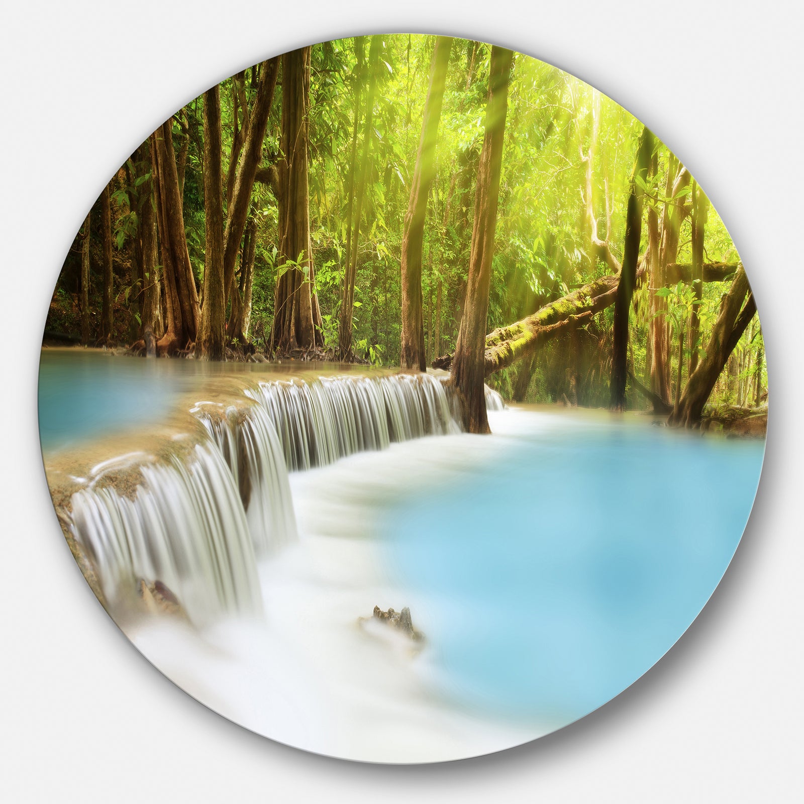Waterfall of Huai Mae Kamin - Landscape Round Metal Wall Art