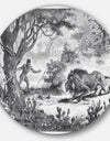 Lion Eating Man - Landscape Animal Circle Wall Art