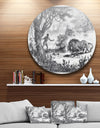 Lion Eating Man - Landscape Animal Circle Wall Art