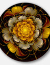 Dark Gold Fractal Flower - Digital Art Disc Metal Artwork