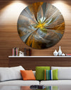 Symmetrical Yellow Fractal Flower - Digital Art Circle Metal Artwork