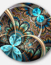 Light Blue Fractal Flower - Digital Art Floral Circle Wall Art