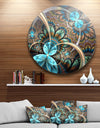 Light Blue Fractal Flower - Digital Art Floral Circle Wall Art