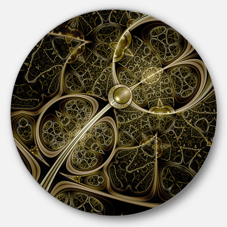Yellow Metallic Fabric Pattern - Digital Art Circle Wall Art