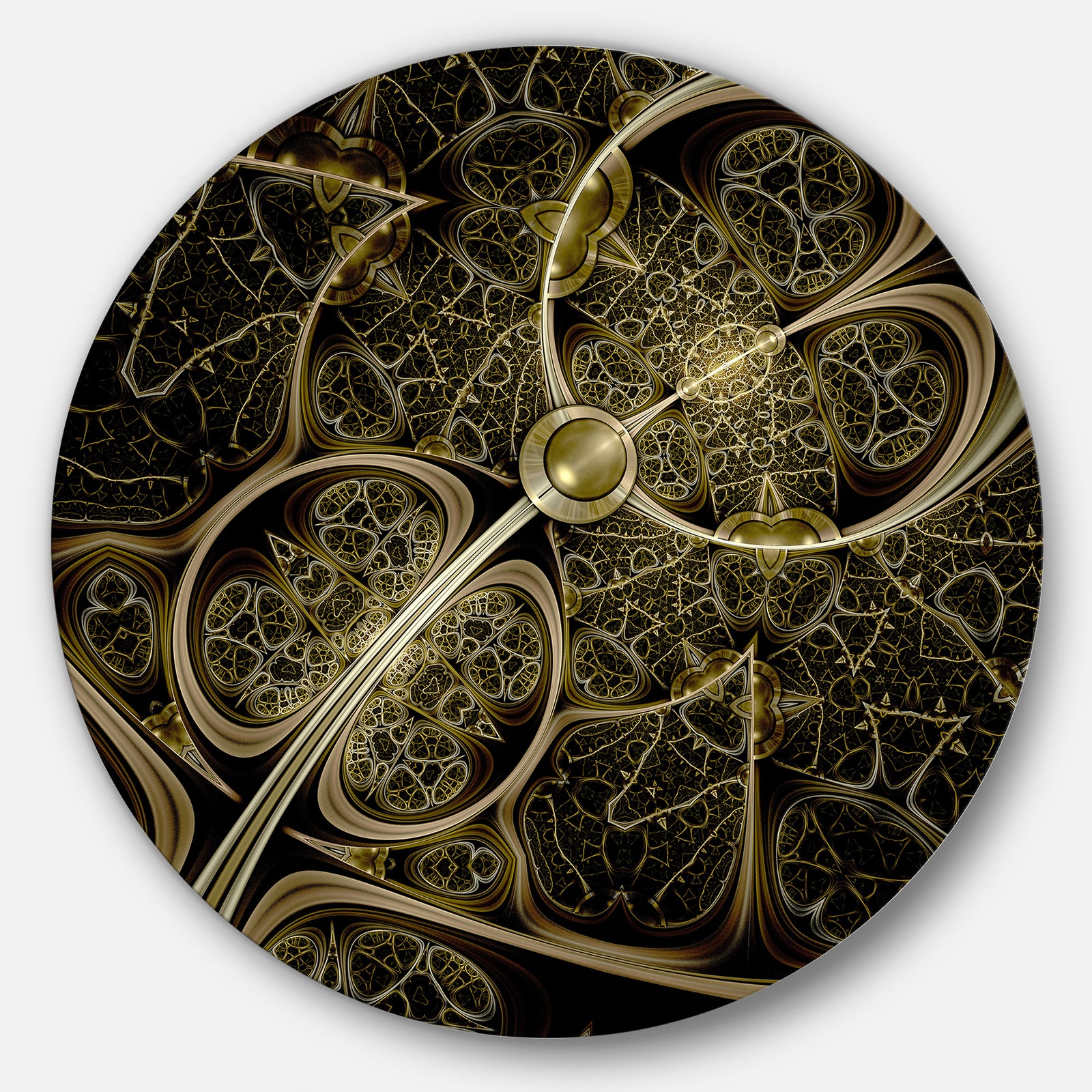 Yellow Metallic Fabric Pattern - Digital Art Circle Wall Art