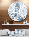 White Spiral with Blue Fractal Art - Abstract Digital Large Disc Metal Wall art