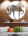 Rainbow Patterned Horse - Animal Digital Art Large Disc Metal Wall art