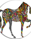 Rainbow Patterned Horse - Animal Digital Art Large Disc Metal Wall art