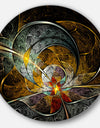 Symmetrical Yellow Digital Art Flower - Floral Art Round Metal Wall Art