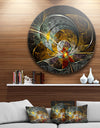 Symmetrical Yellow Digital Art Flower - Floral Art Round Metal Wall Art