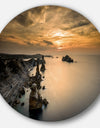 Liencres Rocks on Coast in Spain - Landscape Round Wall Art