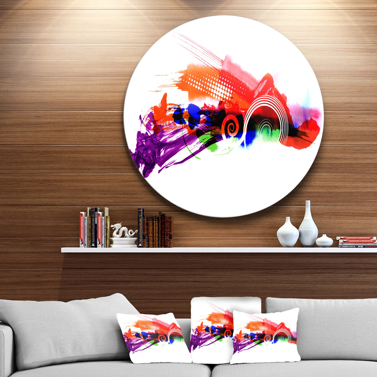 Abstract Splashes of Colors - Abstract Painting Disc Metal Artwork