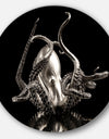 Silver Octopus - Abstract Digital Art Disc Metal Artwork