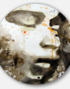 Brown Illustrated Girl - Portrait Painting Disc Metal Artwork