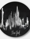 New York Dark Silhouette - Cityscape Painting Large Disc Metal Wall art