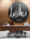 New York Dark Silhouette - Cityscape Painting Large Disc Metal Wall art