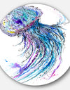 Jelly Fish Watercolor - Animal Painting Circle Wall Art