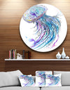 Jelly Fish Watercolor - Animal Painting Circle Wall Art