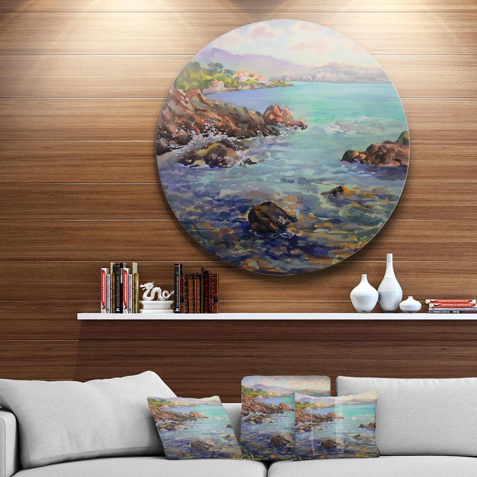 Cote d'Azur France - Landscape Painting Round Wall Art