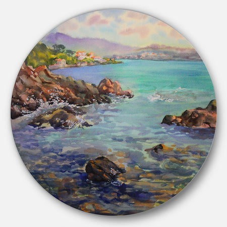 Cote d'Azur France - Landscape Painting Round Wall Art