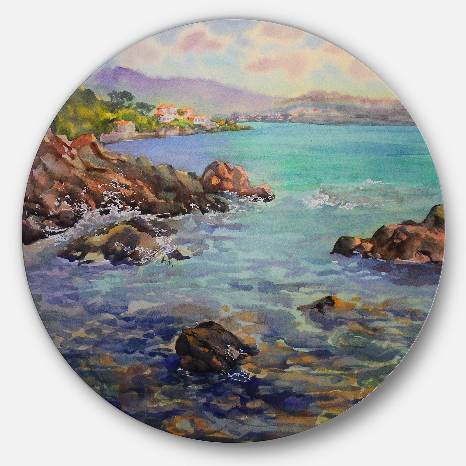 Cote d'Azur France - Landscape Painting Round Wall Art