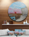 Sunset Seashore - Seascape Painting Circle Wall Art