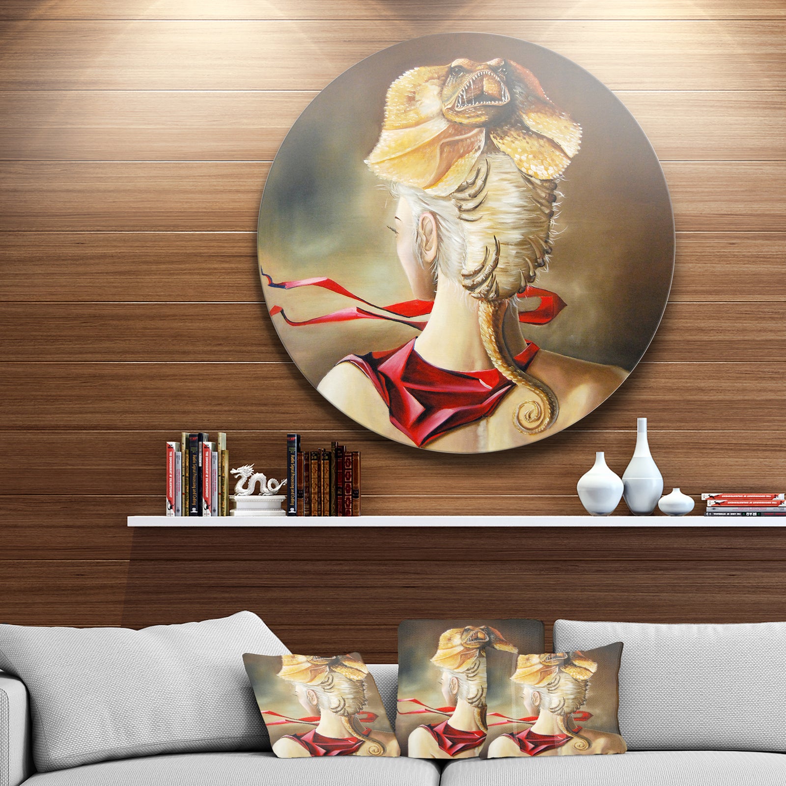 Girl with Surreal Hat - Portrait Digital Art Disc Metal Wall Art