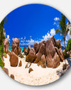 Rocky Tropical Beach Panorama - Landscape Photo Round Wall Art