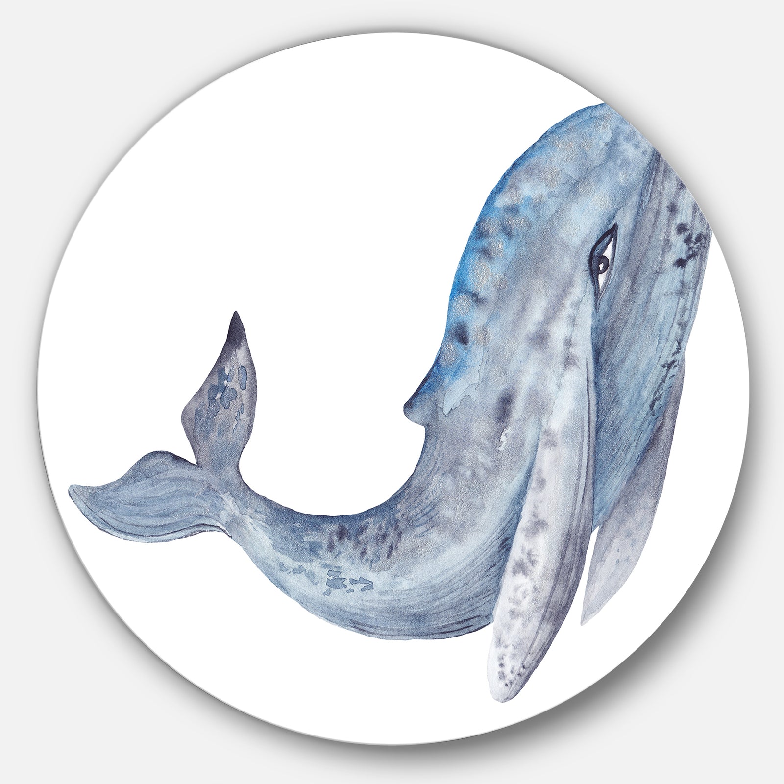 Whale Watercolor - Animal Painting Circle Wall Art