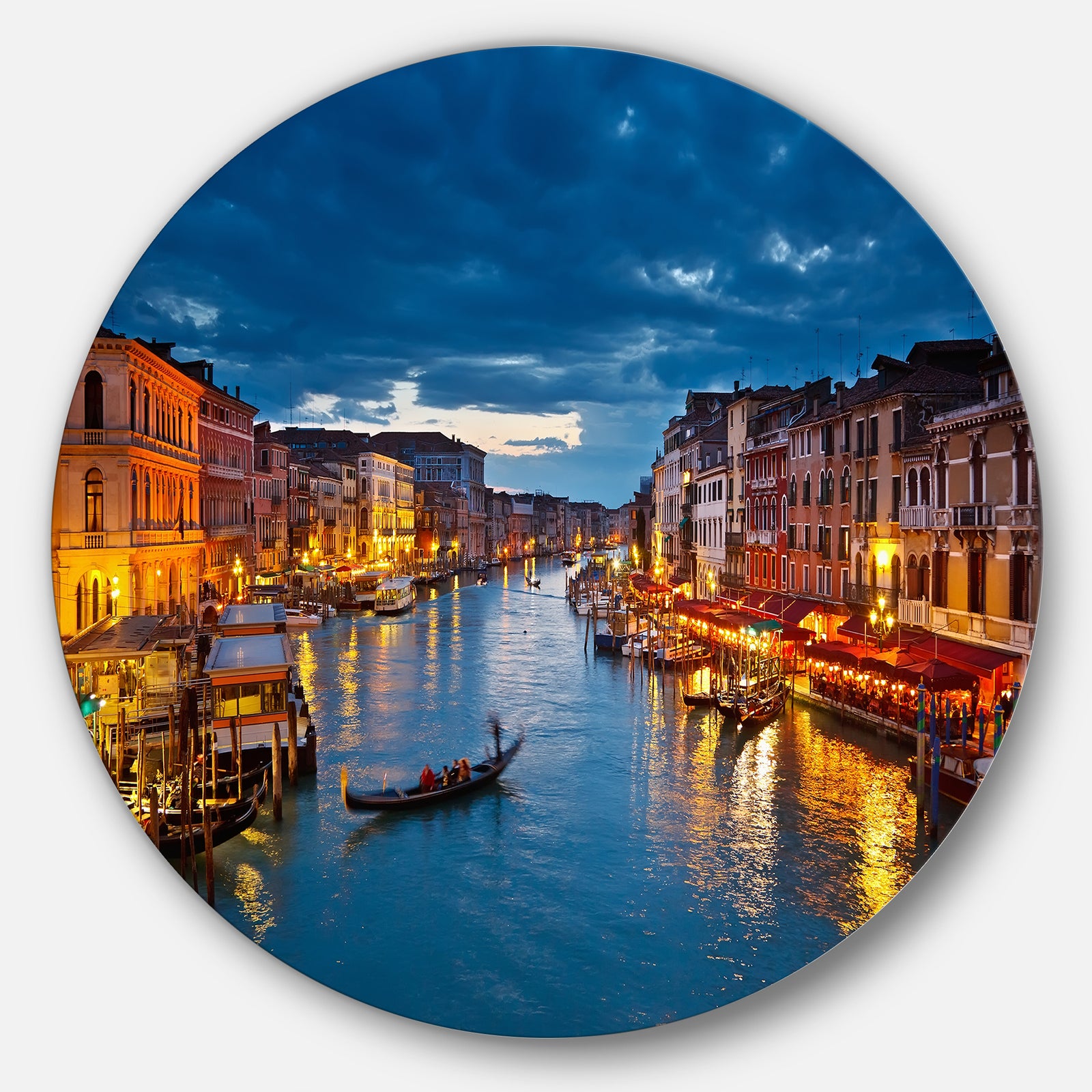 Grand Canal at Night Venice - Cityscape Photo Disc Metal Wall Art