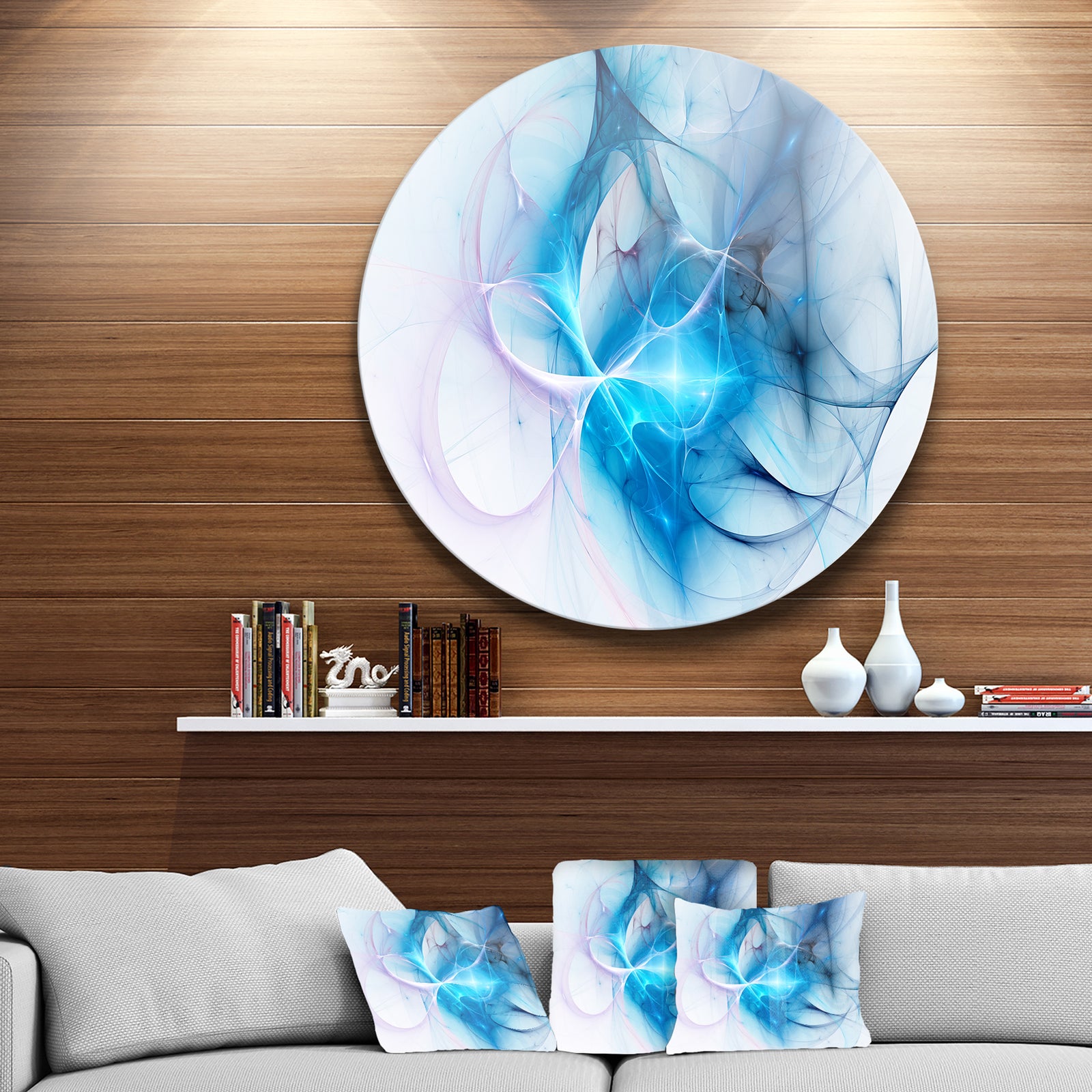 Blue Nebula Star - Abstract Digital Art Circle Wall Art