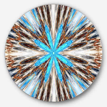 Flowers with Radiating Rays - Abstract Digital Art Round Metal Wall Art
