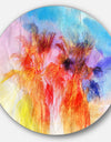 Colorful Retro Palm Trees - Landscape Painting Disc Metal Artwork